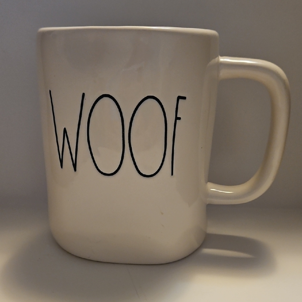 Rae Dunn Cream 'Woof' Mug